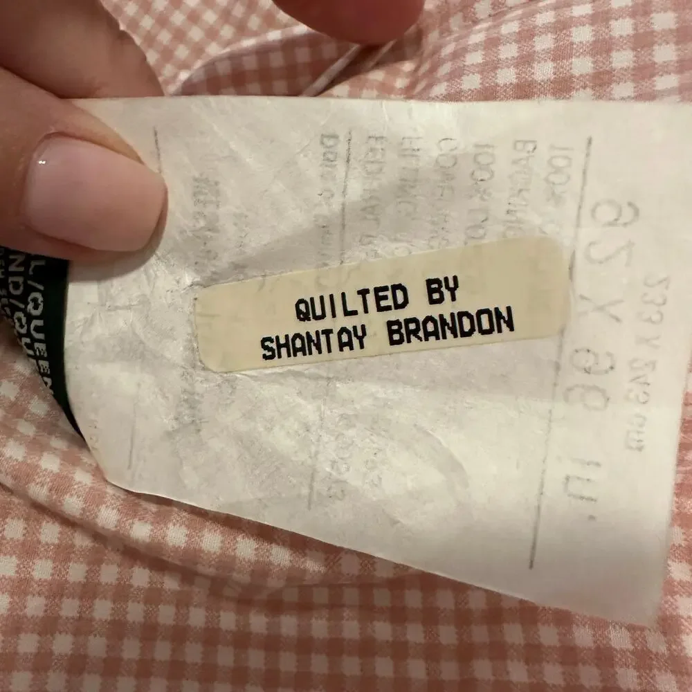 Ralph Lauren RARE Wendy Pink Gingham Check Plaid Comforter Queen Hand Quilted